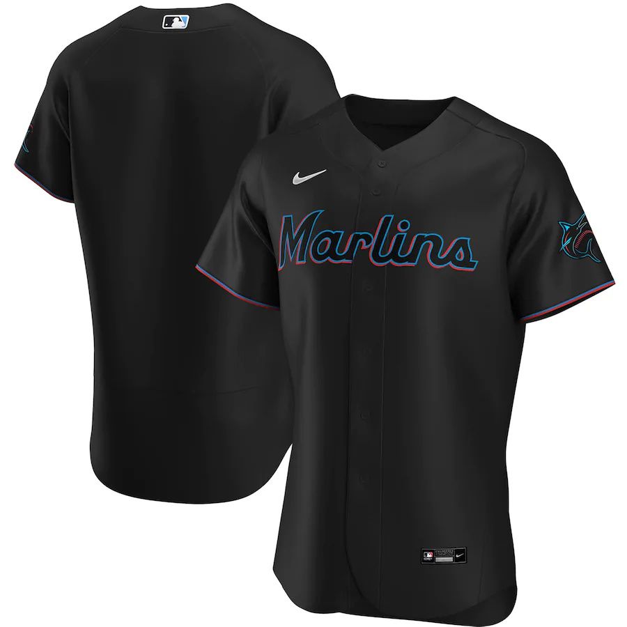 Mens Miami Marlins Nike Black Alternate Authentic Team MLB Jerseys